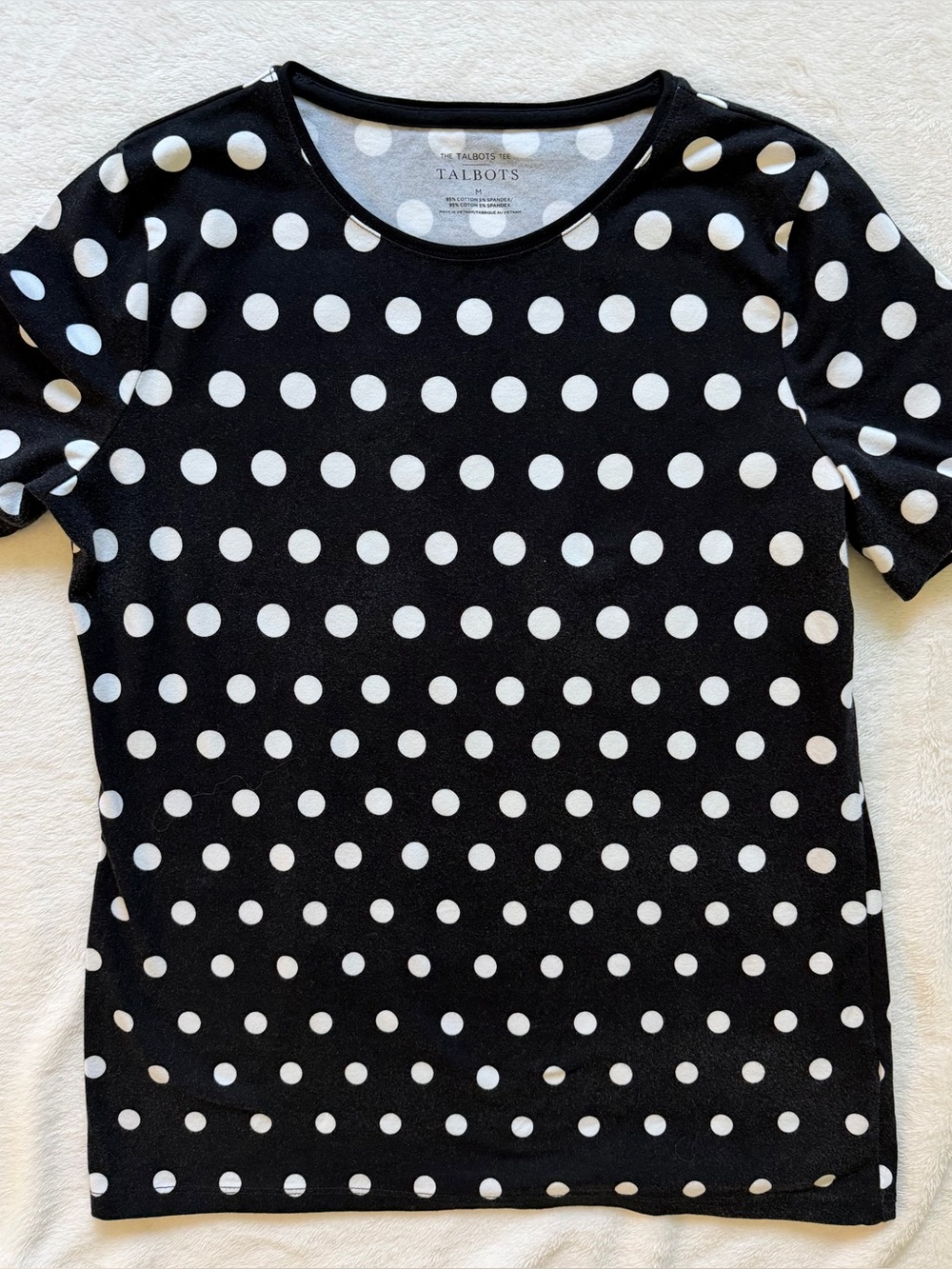 Talbots Black with White Polka Dots Knit Top